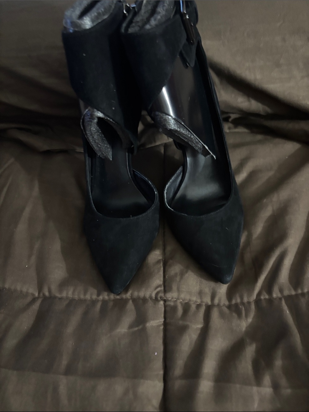 Nine West Black Pointed Ankle Strap Heels